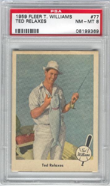 1959 Fleer Ted Williams- #77 Ted Relaxes- PSA Nm-Mt 8 