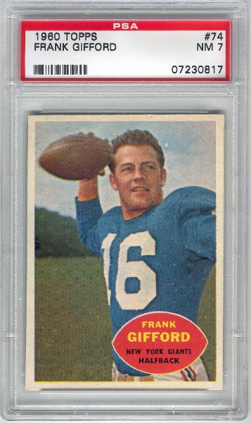 1960 Topps Football- #74 Frank Gifford- PSA NM 7 