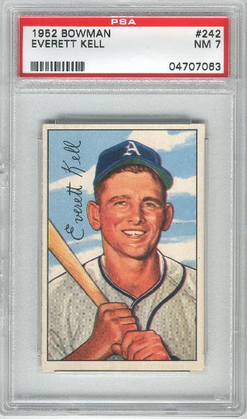 1952 Bowman Bb- #242 Everett Kell, A’s- PSA NM 7 – Hi#