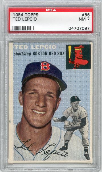 1954 Topps Bb- #66 Ted Lepcio, Red Sox- PSA NM 7 