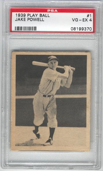 1939 Playball Bb- #1 Jake Powell, Yankees- PSA Vg-Ex 4 