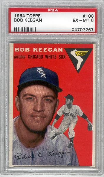 1954 Topps Bb- #100 Bob Keegan, White Sox- PSA Ex-Mt 6 