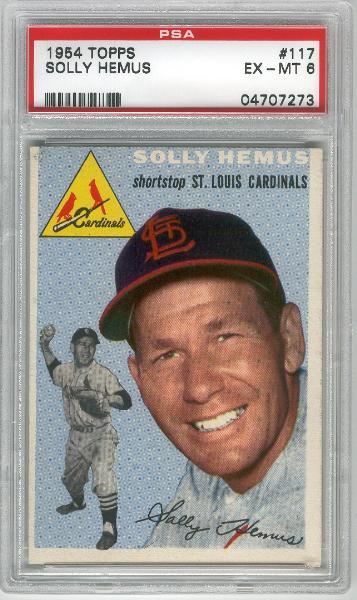 1954 Topps Bb- #117 Solly Hemus, Cardinals- PSA Ex-Mt 6 