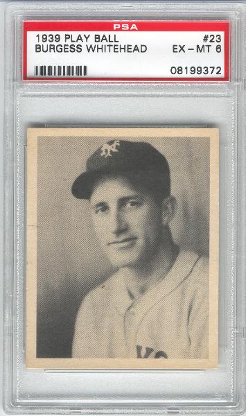 1939 Playball Bb- #23 Burgess Whitehead, Giants- PSA Ex-Mt 6