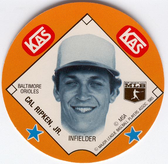 1985 KAS Baseball Disc- Cal Ripken Jr., Orioles- Tough! Test Issue