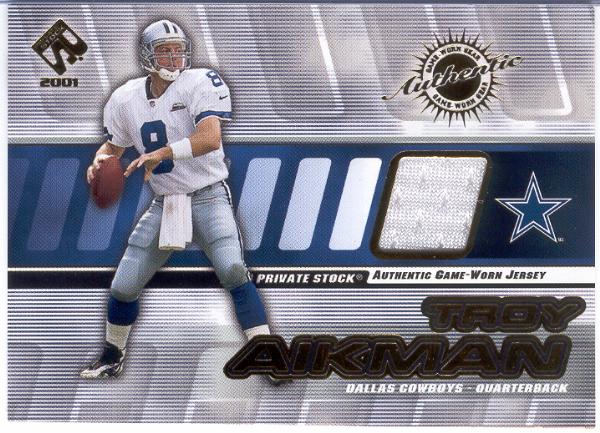 2001 Private Stock Football- "Game Worn Gear"- #40 Troy Aikman, Cowboys