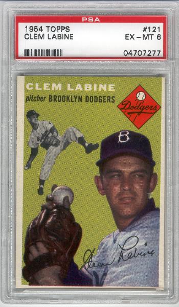 1954 Topps Bb- #121 Clem Labine, Dodgers- PSA Ex-Mt 6 