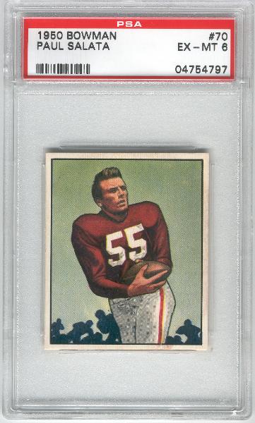 1950 Bowman Fb- #70 Paul Salata, 49ers- PSA Ex-Mt 6 