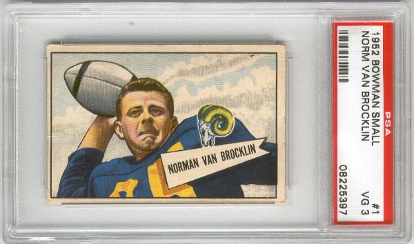 1952 Bowman Small Football- #1 Norm Van Brocklin, Rams-PSA Vg 3