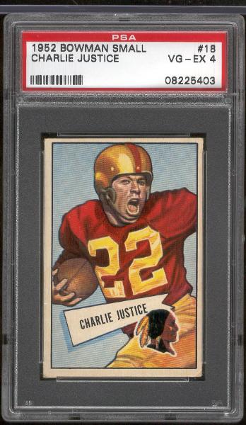 1952 Bowman Small Football-#18 Charley Justice- PSA Vg-Ex 4 