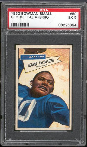 1952 Bowman Small Football- #89 George Taliaferro, Texans- PSA Ex 5 