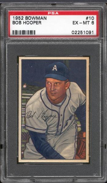 1952 Bowman Bb- #10 Bob Hooper, A’s- PSA Ex-Mt 6 