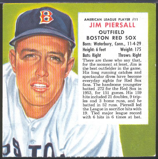 1954 Red Man- No Tab- AL #11 Jim Piersall, Red Sox