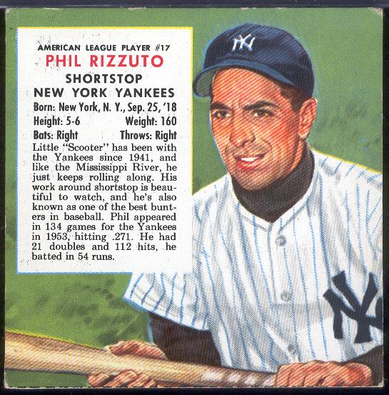 1954 Red Man- No Tab- AL #17 Phil Rizzuto, Yankees