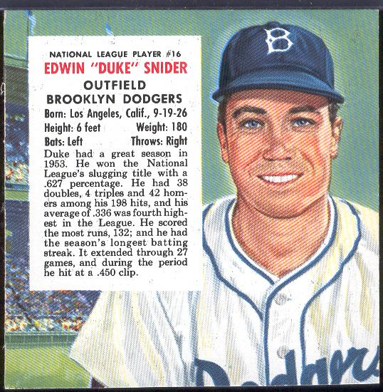 1954 Red Man- No Tab- NL #16 Duke Snider, Dodgers