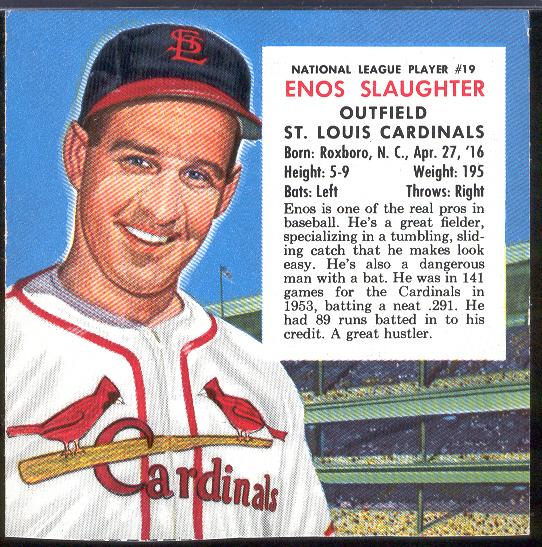 1954 Red Man – No Tab- NL #19 Enos Slaughter, Cardinals