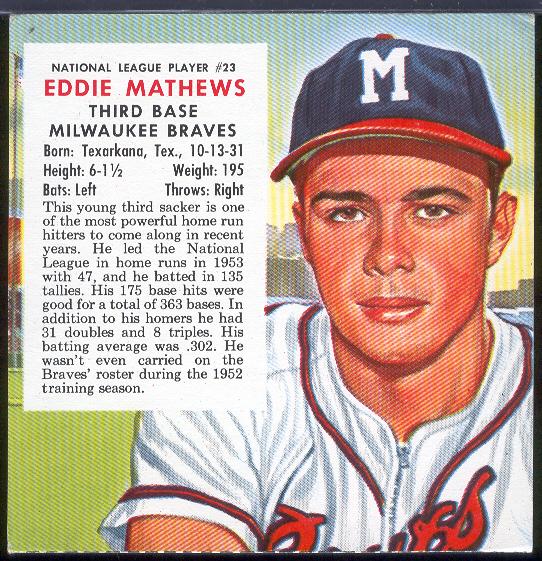 1954 Red Man- No Tab- NL #23 Ed Mathews, Braves