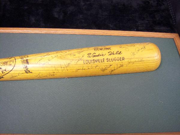 1963 Cleveland Indians Baseball Team Autograph Display on Woodie Held Split Game Issued Bat