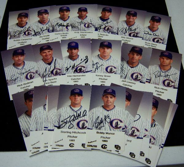 1993 Columbus Clippers Cord Camera and Video 6 ¾” X 3 ½” Promotional Photos- 26 Diff.- 24 Autographed!