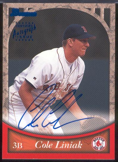 1999 Bowman Bb- "Blue Autographs"- #BA52 Cole Liniak, Red Sox