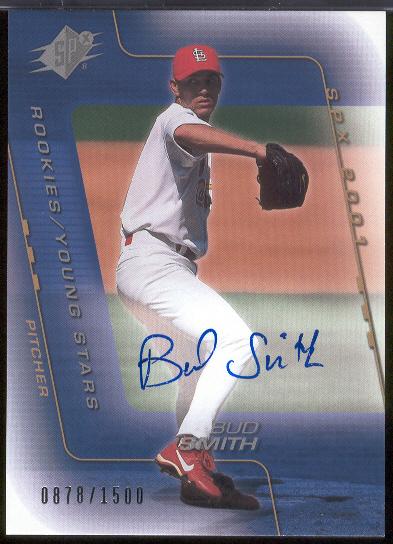 2001 SPx Baseball- #210 Bud Smith YS AU RC, Cardinals- #878/1500