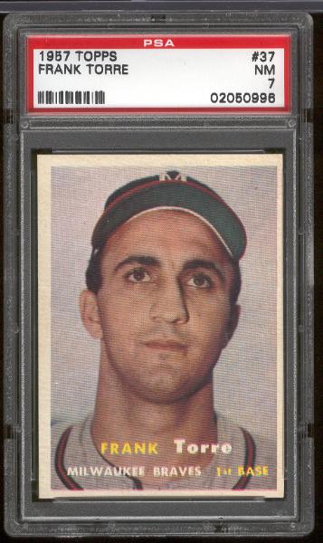 1957 Topps Bsbl. #37 Frank Torre, Braves- PSA NrMt 7