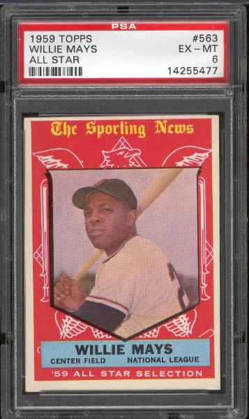 1959 Topps Baseball- #563 Willie Mays- All Star- PSA Ex-Mt 6