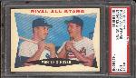 1960 Topps Baseball- #160 Rival All Stars- Mickey Mantle/Ken Boyer- PSA NM 7