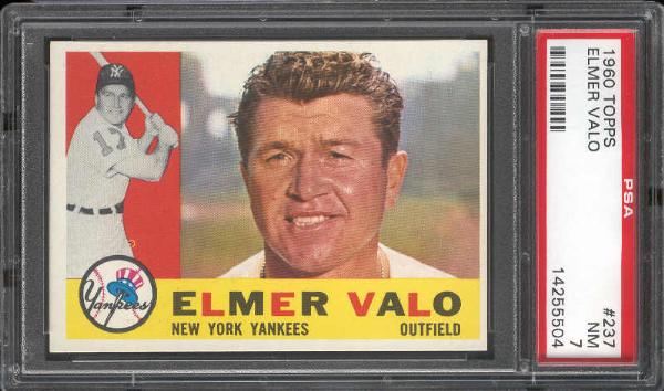 1960 Topps Baseball- #237 Elmer Valo, Yankees- PSA NM 7