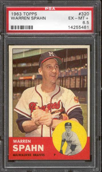 1963 Topps Baseball- #320 Warren Spahn- PSA Ex-Mt+ 6.5