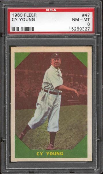 1960 Fleer Baseball- #47 Cy Young- PSA Nm-Mt 8