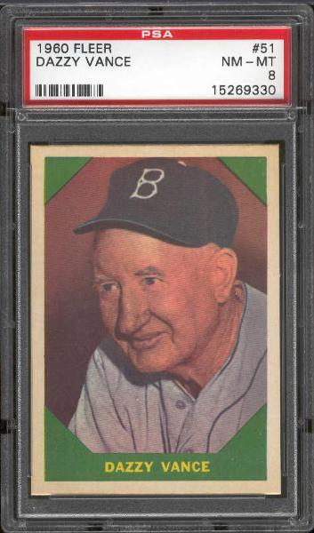 1960 Fleer Baseball- #51 Dazzy Vance- PSA Nm-Mt 8