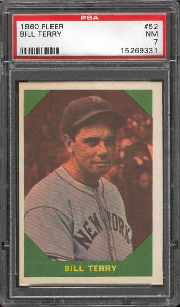 1960 Fleer Baseball- #52 Bill Terry- PSA NM 7