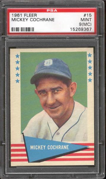 1961 Fleer Baseball- #15 Mickey Cochrane, Tigers- PSA Mint 9(MC)