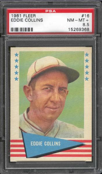 1961 Fleer Baseball- #16 Eddie Collins- PSA Nm-Mt+ 8.5