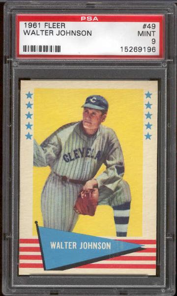 1961 Fleer Baseball- #49 Walter Johnson, Indians- PSA Mint 9