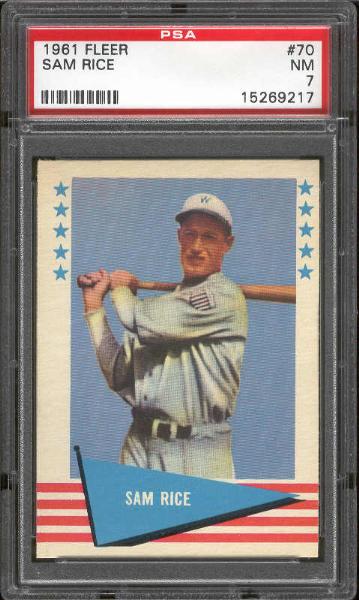 1961 Fleer Baseball- #70 Sam Rice- PSA NM 7