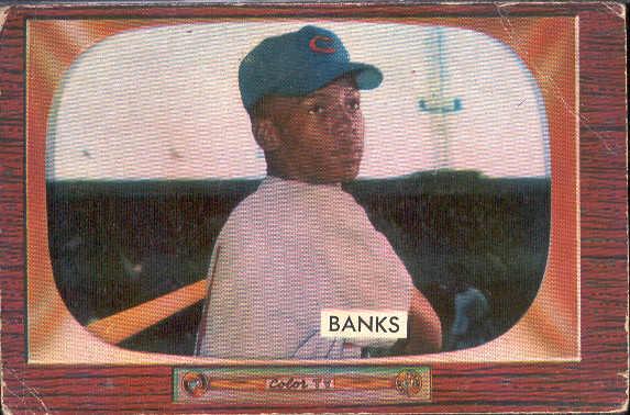 1955 Bow Bb- #242 Ernie Banks, Cubs- Hi#