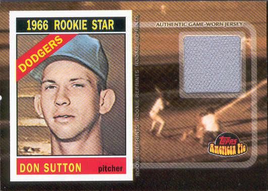 2001 Topps American Pie Baseball- "Rookie Reprint Relics"- #BBRR-DS Don Sutton, Dodgers(1966)