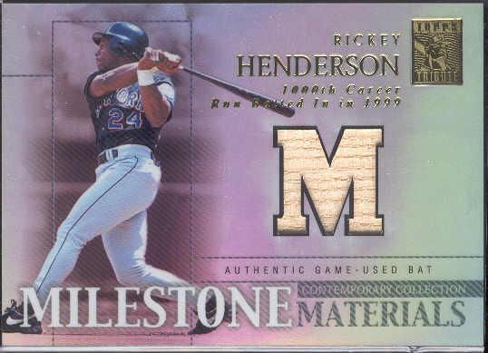 2003 Topps Tribute Contemporary Bb- "Milestone Materials"- #MIM-RH1 Rickey Henderson, Mets