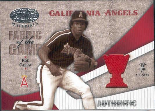 2004 Leaf Certified Materials Bb- "Fabric of the Game"- #FG-103 Rod Carew, Angels- #2/50