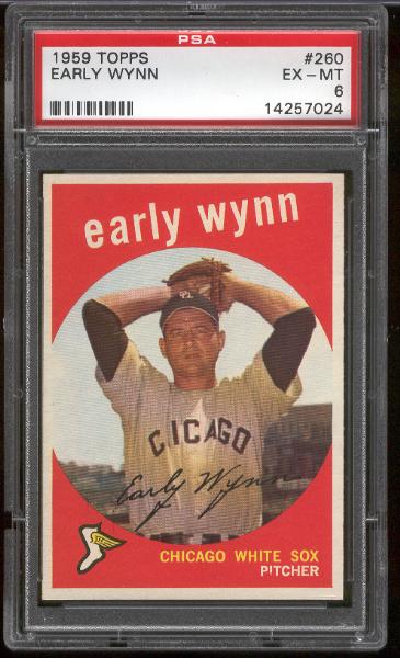 1959 Topps Bb- #260 Early Wynn, White Sox- PSA EX-Mt 6