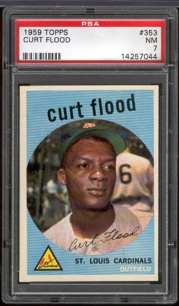 1959 Topps Bb- #353 Curt Flood, Cardinals- PSA NM 7