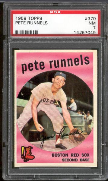 1959 Topps Bb- #370 Pete Runnels, Red Sox- PSA NM 7