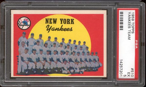 1959 Topps Bb- #510 Yankees Team- PSA EX 5