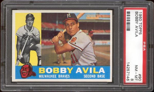 1960 Topps Bb- #90 Bobby Avila, Braves- PSA NM-MT 8