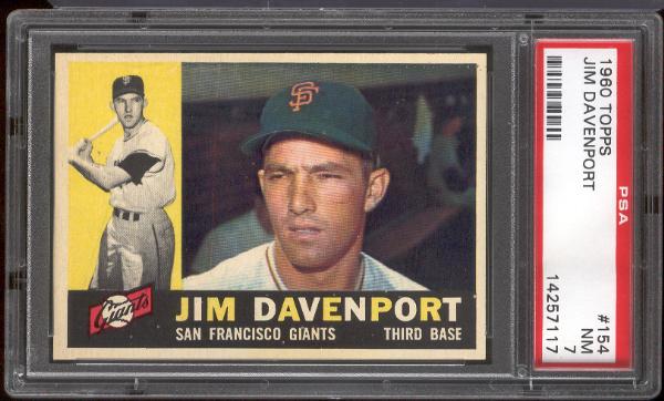 1960 Topps Bb- #154 Jim Davenport, Giants- PSA Nm 7