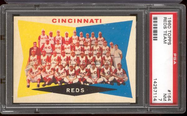 1960 Topps Bb- #164 Reds Team- PSA NM 7