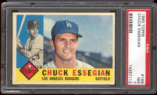 1960 Topps Bb- #166 Chuck Essegian, Dodgers- PSA Nm 7