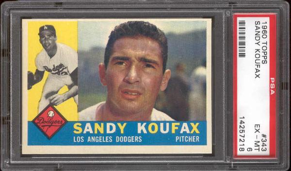 1960 Topps Bb- #343 Sandy Koufax, Dodgers- PSA Ex-Mt 6